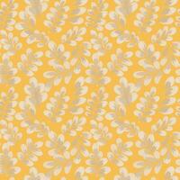 Seamless pattern featuring lush leaves on a bright yellow background. The vibrant, hand painted foliage creates a bold and refreshing botanical design, perfect for fabric, wallpaper vector