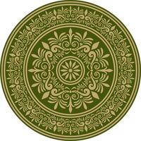 Classic Greek green and gold round ornament. pattern, circle of ancient Hellenes vector