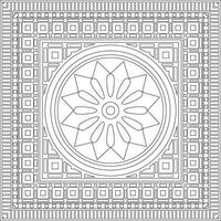 square Assyrian black outline ornament. Rectangle, border, frame of Mesopatamia. Pattern ancient East. vector