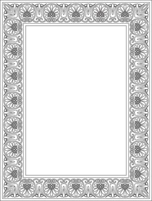 black monochrome classic Greek square outline ornament. Rectangle of Ancient Greece and Roman Empire. Byzantine painting of walls, floors and ceilings. Decoration of Europe palace