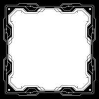 Futuristic Tech Frame Black White Border, Digital Interface vector