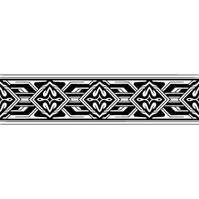 Abstract Geometric Border, Black and White Pattern on Gradient Background