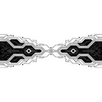 Tech Abstract Circuit Board in Black and White, Minimalist vector
