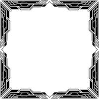 Futuristic Tech Frame, Geometric Cyberpunk Border, White Space, vector