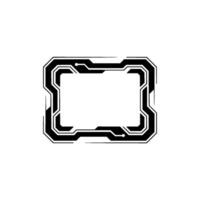 Tech Frame Futuristic Black White Circuit Board vector