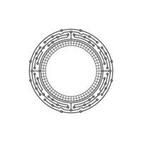 Abstract Tech Circuit Circle in Minimalist Style vector
