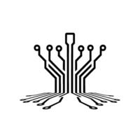 Modern Tech Circuitry Minimalist Circuit Board on White Background vector