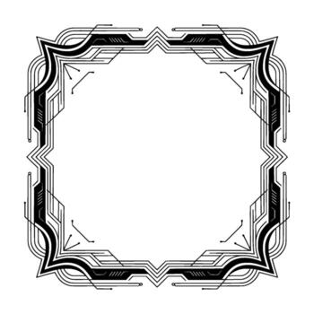 Geometric Tech Frame in Art Deco Style on White Background vector
