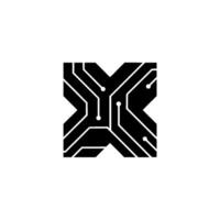 Modern Tech Abstract Circuit Board in Black and White vector