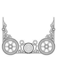 Steampunk Gear Frame Outline, Decorative Corner Element vector