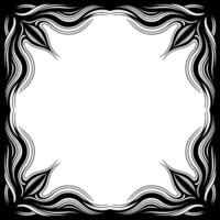 Elegant Black Silver Swirl Frame, Decorative Border, Element vector