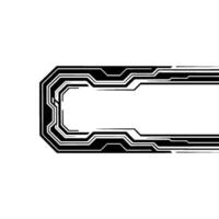 Futuristic Tech Frame Sleek Black Lines on White Background, Minimalist vector