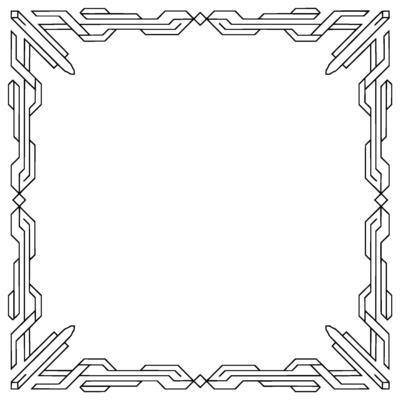 Geometric Art Deco Frame Border, Black and White Minimalist Element
