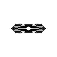 Futuristic Black Geometric Button With Glowing Orb Center vector