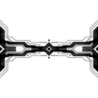 Geometric Tech Abstract Background, Black and White Circuitry vector