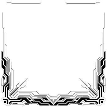 Futuristic Tech Frame Minimalist Circuitry Border on White vector