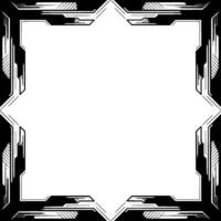 Futuristic Tech Frame Geometric Border With Blank Space, Monochrome vector