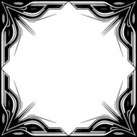 Art Deco Frame Elegant Silver Black Border With Empty Center vector