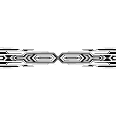 Futuristic Tech Border , Geometric Abstract, Black on White Background