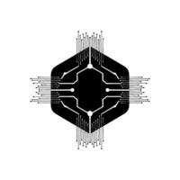 Modern Black Circuit Board on White Background, Tech Illustration vector