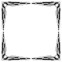 Futuristic Tech Frame Border in Black White, vector