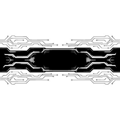 Tech Banner Minimalist Circuit Board , Black and Silver