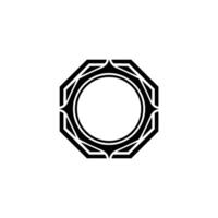 Geometric Octagon Emblem, Black and White Minimalist vector