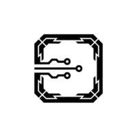 Modern Electronic Circuit in Black and White Futuristic Tech vector