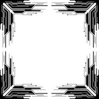 Tech Frame Black White Circuitry Border, Digital vector