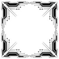 Abstract Tech Frame Black White Futuristic Circuitry vector