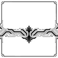 Elegant Tech Frame Circuitry Floral , Modern Monochrome vector