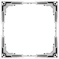 Art Deco Tech Frame Decorative Geometric Border, Black and White vector