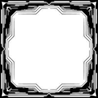 Art Deco Frame Template Geometric Border in Black, Silver, White vector