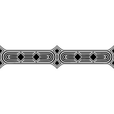 Art Deco Border Ornament on White, Geometric Pattern