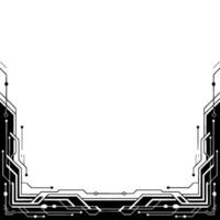 Futuristic Tech Circuit Board Border Minimalist Black and White vector