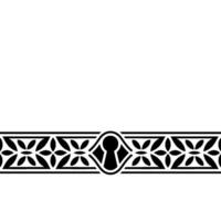 Ornate Keyhole Border With Floral Pattern, Minimalist , Black and White vector