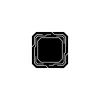 Minimalist Tech Circuit Board Square in Black and White vector