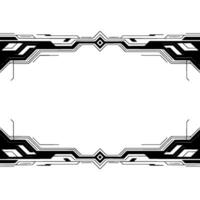 Futuristic Tech Frame Template Black Geometric on White vector