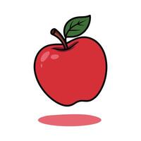 Minimalist Red Apple Graphic with Leaf illustration isolated on white background vector