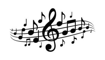 Music notes, with curves and swirls, illustration isolated on white background vector