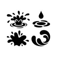 Puddles drops splashing water. Dripping liquid elements and silhouettes vector