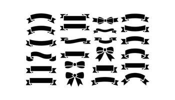 Black Silhouette Ribbon and Bow Set Decorative Banner Elements Collection vector