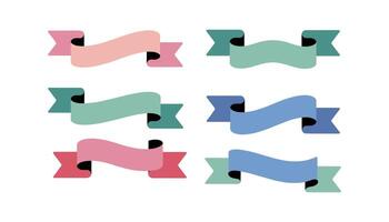 Set of Colorful Ribbon Banners, Flat Design Elements for Labels, Badges, and Decorations vector