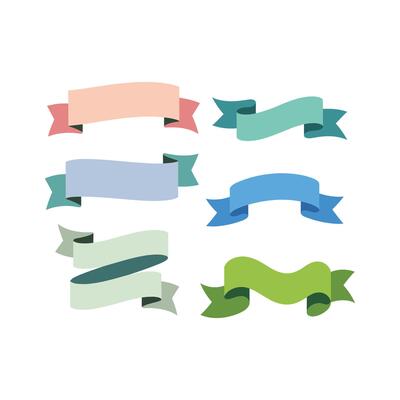 Set of Ribbons Banners Design Elements on white background, illustration.