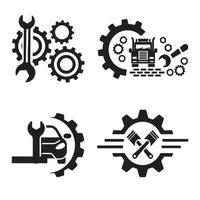 Gear icon car repiar set with symbols of machinery and engineering design vector
