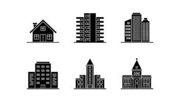 Building Silhouettes Icon set Collection vector