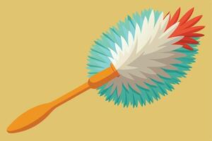 A Colorful Feather Duster in Action Effortlessly Cleaning with Retro Style and Cheerful Mood - Professional digital artwork with vibrant colors and detailed composition vector