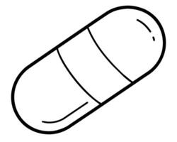 Simple Line Drawing of a Capsule Pill Clean, Minimalist Medical Illustration on White Background - Professional digital artwork with vibrant colors and detailed composition vector