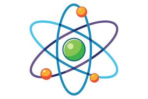 Vibrant Illustration of an Atoms Structure Colorful Orbits and Nucleus, Scientific Concept, Engaging Educational Graphic vector