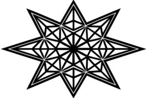 Intricate Black and White Eight-Pointed Star Geometric Design, Elegant Symmetrical Pattern, Modern Minimalist Style, Clean Lines, Sharp Angles, Abstract Art for Wallpaper vector